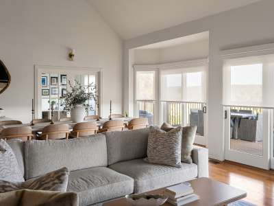 Light filtering, beige, roller shades, living room, cordless